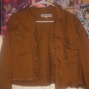 Cropped fit vintage fleece line jacket